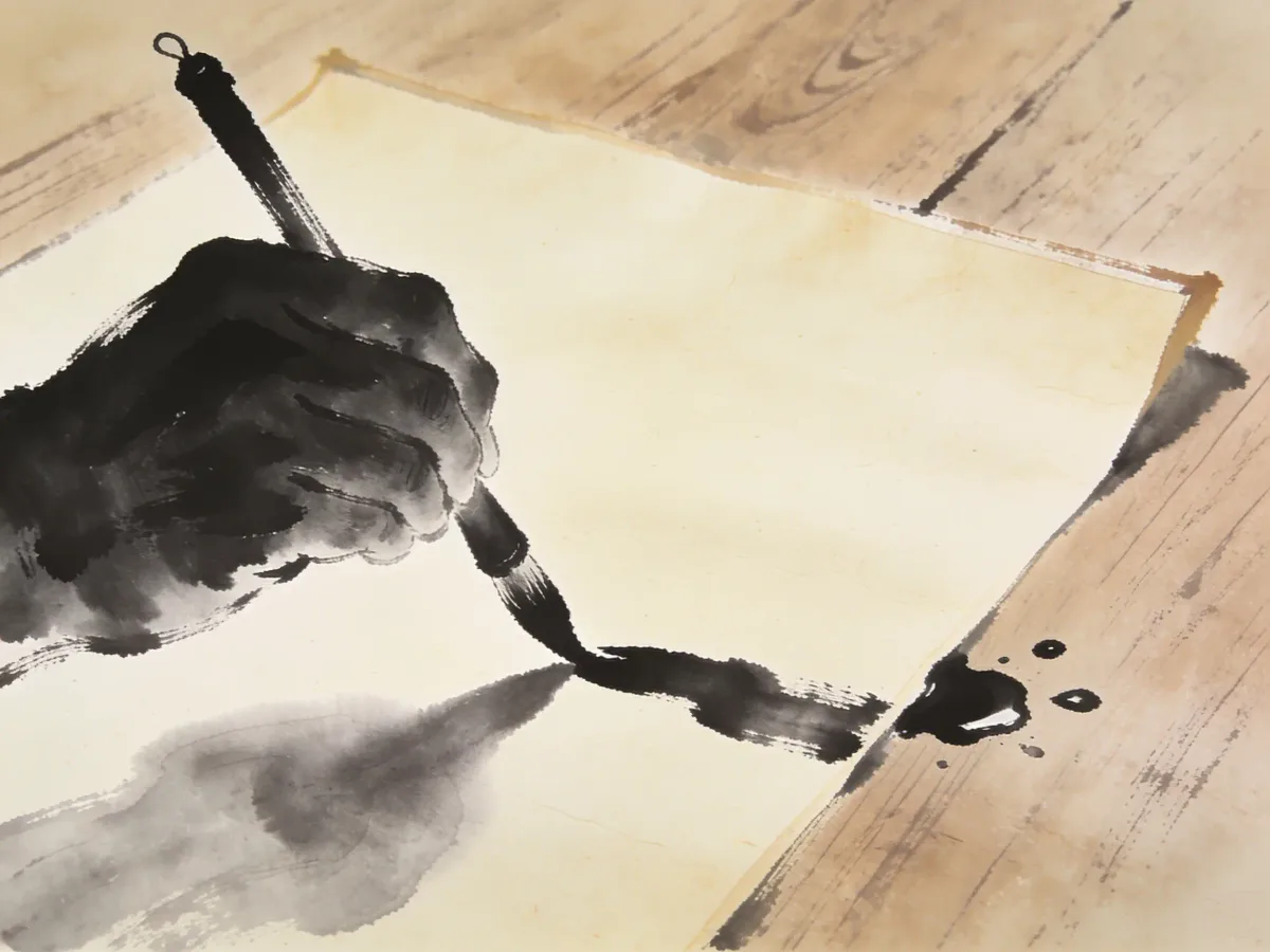 Ink illustration of a hand signing a document